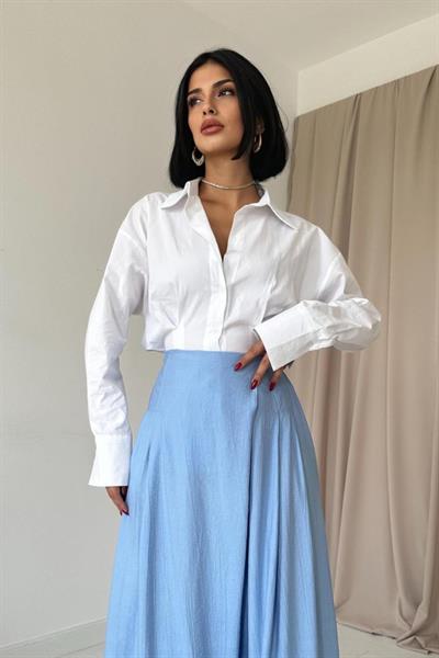 Mavi Çilek Kumaş Pantolon