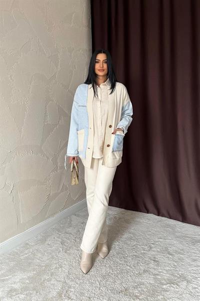 Mavi Garnili Kot Hırka