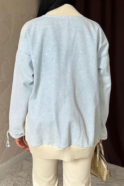 Mavi Garnili Kot Hırka