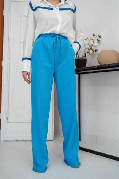 Mavi Lastikli Gabardin Pantolon