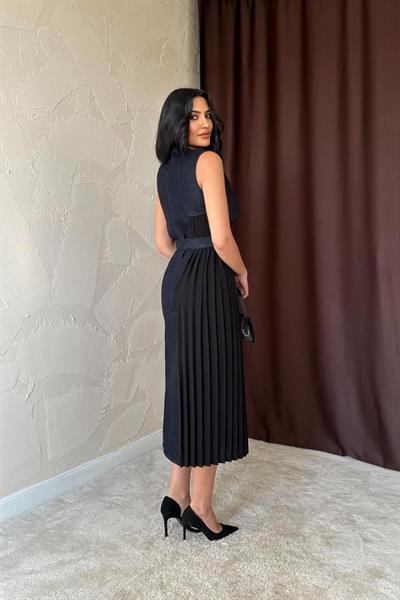 Mavi Pilise Garnili Kot Elbise