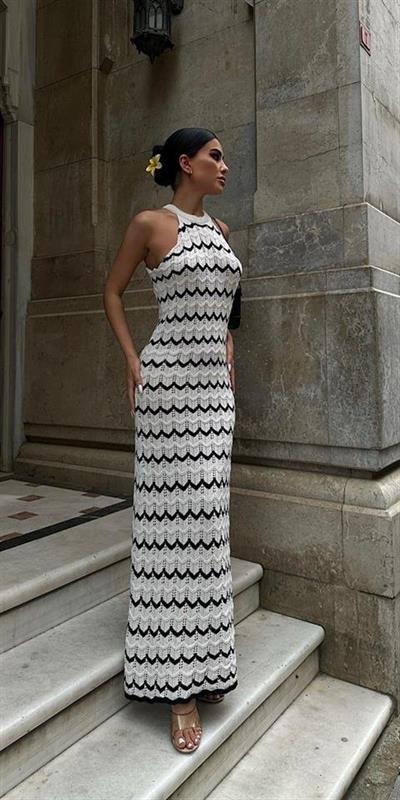 Melina Ajurlu Halter Yaka Elbise 2774