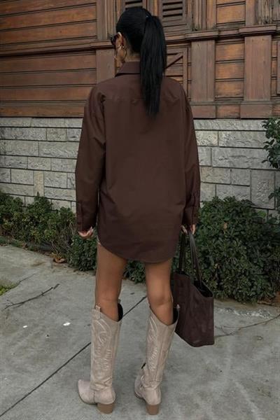 Metal Kuşgözü Detaylı Poplin Gömlek 3453