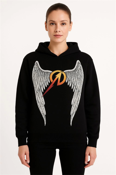 Metallica İki İplik Kapüşonlu Ön Ve Arka Baskılı Hoodie - Siyah