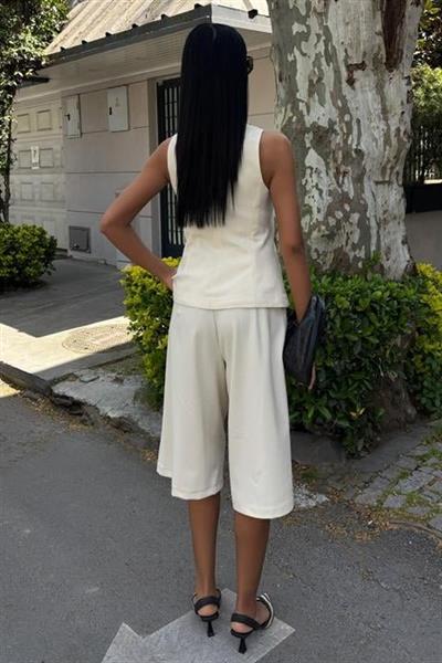 Midi Şortlu Ve Yelekli Viscon Takım 10167