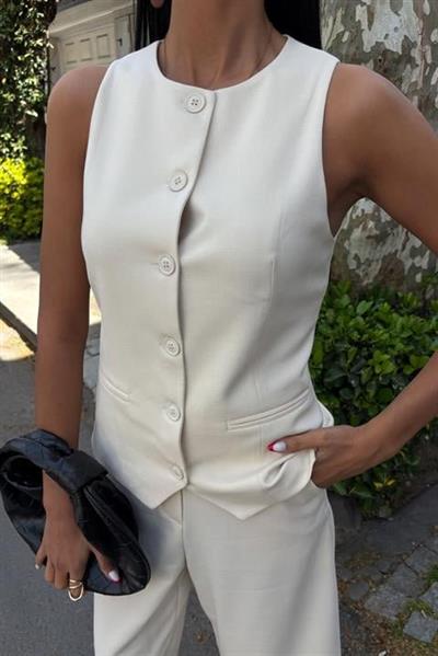 Midi Şortlu Ve Yelekli Viscon Takım 10167