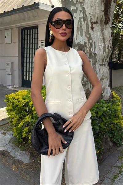 Midi Şortlu Ve Yelekli Viscon Takım 10167