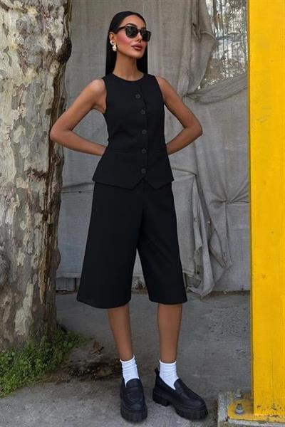 Midi Şortlu Ve Yelekli Viscon Takım 10167