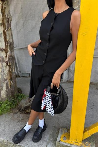 Midi Şortlu Ve Yelekli Viscon Takım 10167