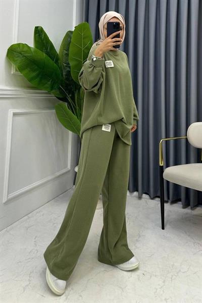 Mint Klasik Fitilli Kazak Ve Pantolon Takım