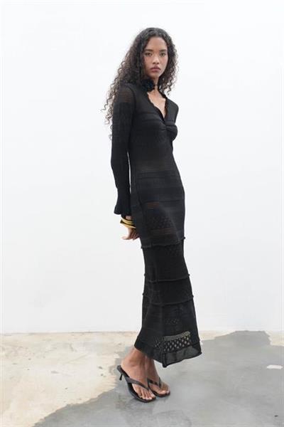 Mirca Maxi Fırfır Detaylı Örme Elbise 2798