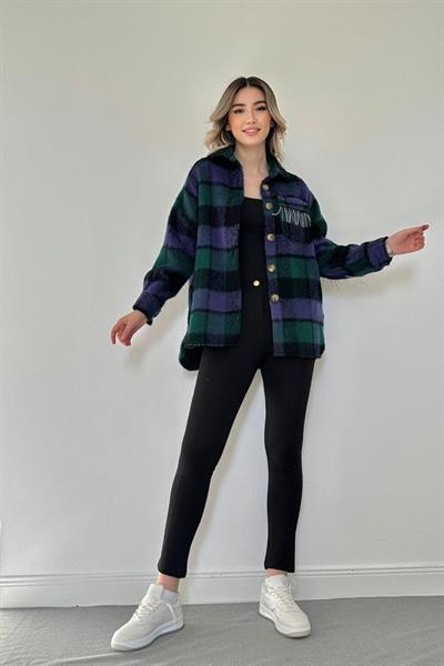 Mor Buklet Cepli Zincir Taşlı Gömlek