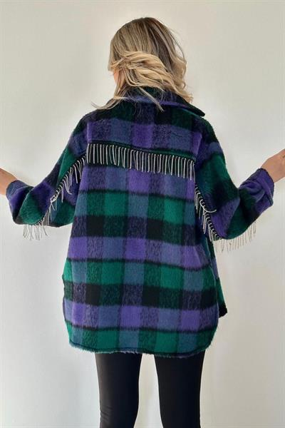 Mor Buklet Cepli Zincir Taşlı Gömlek