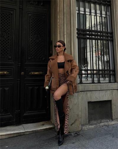 NUBUK MONT KÜRK YAKA - Taba