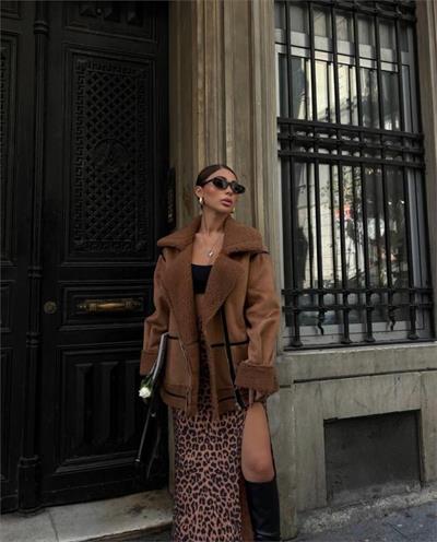 NUBUK MONT KÜRK YAKA - Taba