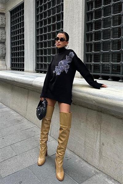 Nakış Detaylı Triko Kazak 1340