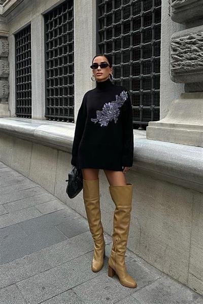 Nakış Detaylı Triko Kazak 1340