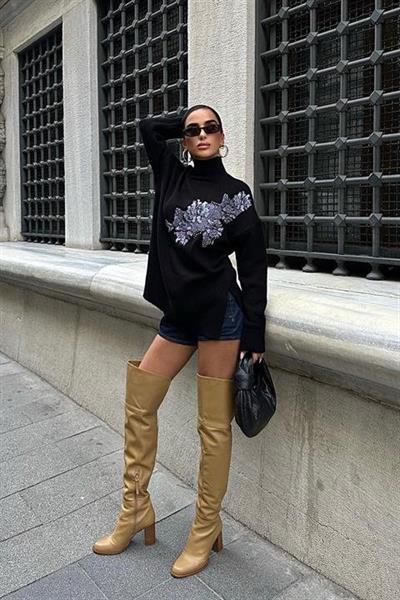 Nakış Detaylı Triko Kazak 1340