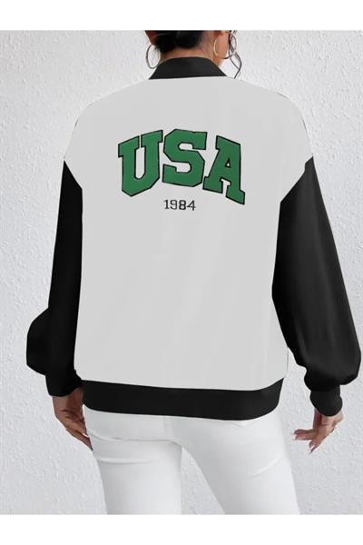 Nakışlı İki İplik Kolej Ceket - Beyaz