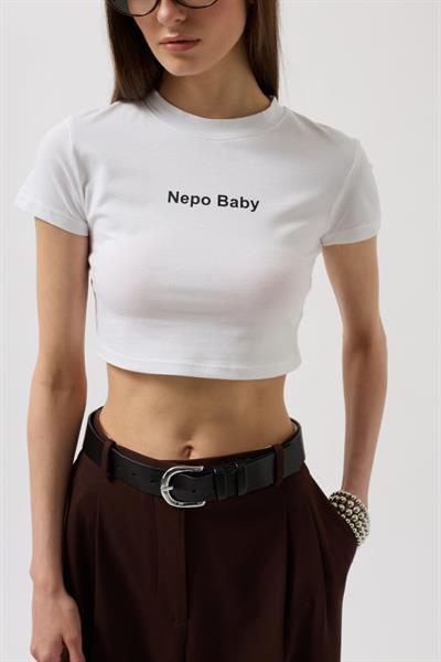 Nepo Baskılı Crop T-Shirt