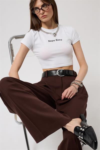 Nepo Baskılı Crop T-Shirt