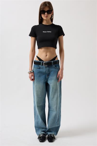 Nepo Baskılı Crop T-Shirt