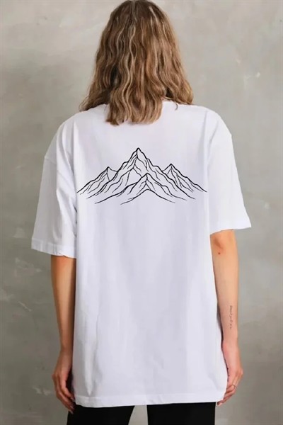 Nihilist Penguen Özel Tasarım Oversize Bisiklet Yaka Tişört - Beyaz