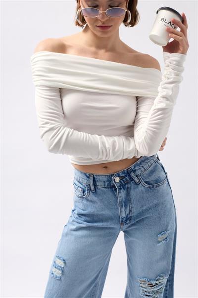 Omuz Dekolte Straplez Bluz
