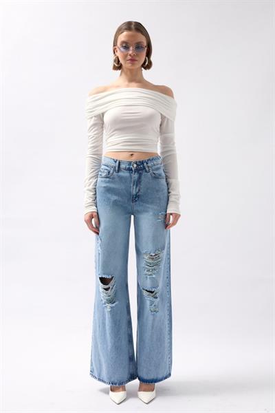 Omuz Dekolte Straplez Bluz