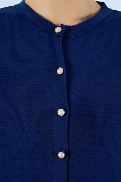 Omuzları Belirgin Triko Hırka - Lacivert