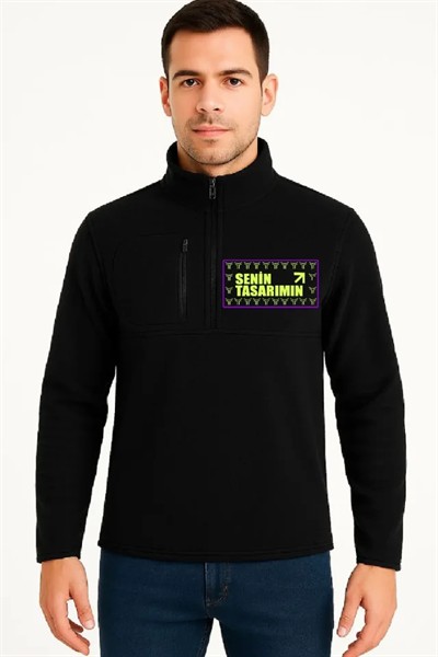 Ön Arka Polar Kazak Dik Yaka - Siyah