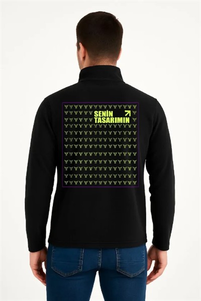 Ön Arka Polar Kazak Dik Yaka - Siyah