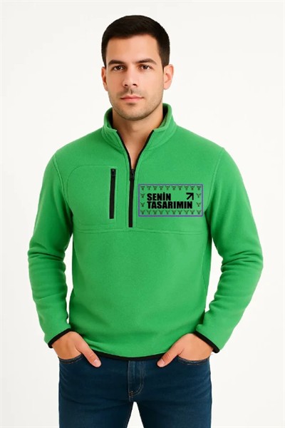 Ön Arka Polar Kazak Dik Yaka - Yeşil