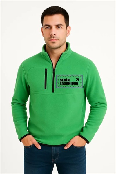 Ön Polar Kazak Dik Yaka - Yeşil