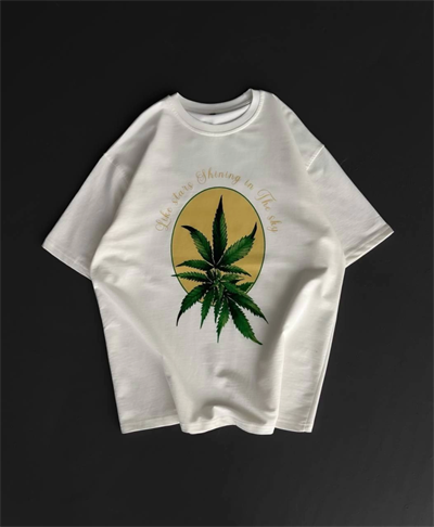 Ön Ve Arka Baskılı Oversize Bisiklet Yaka T-shirt- Beyaz