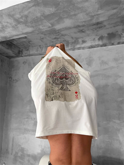 Erkek Ön Ve Arka Baskılı Oversize Bisiklet Yaka T-shirt - Beyaz