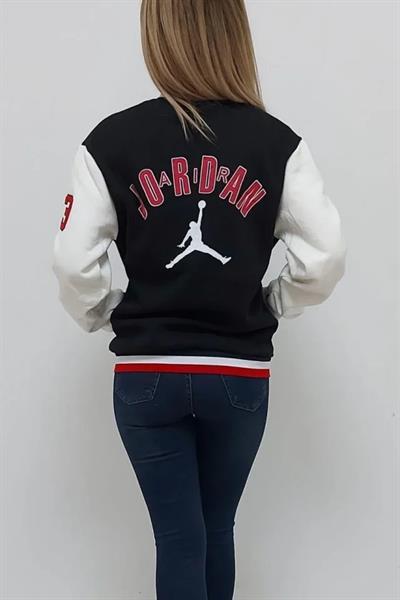 Ön Ve Kol Nakış İşlemeli Kolej Ceket - Siyah