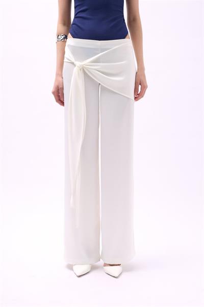 Önden Bağlamalı Saten Pantolon