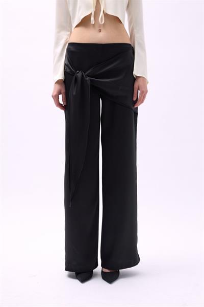 Önden Bağlamalı Saten Pantolon
