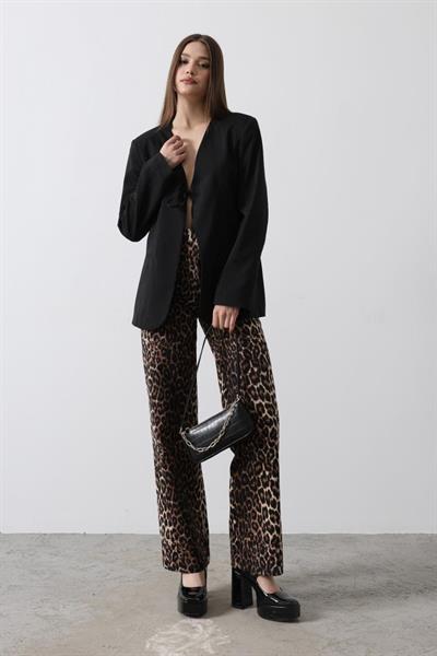 Önü Bağlamalı Blazer Ceket - Siyah