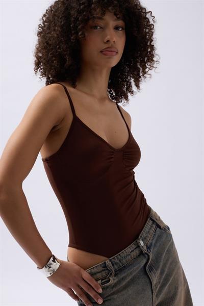 Önü Büzgülü Askılı Bodysuit