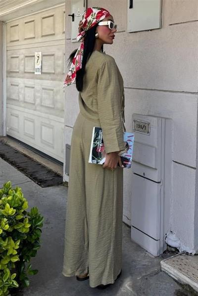 Önü İnce Kordon Detaylı Ve Double Paça Pantolonlu Takım 10180