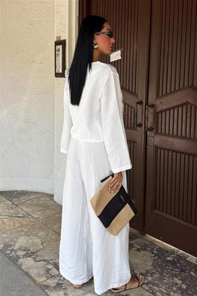 Önü İnce Kordon Detaylı Ve Double Paça Pantolonlu Takım 10180