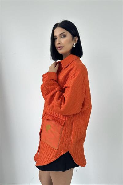 Oranj Cepli Kapitone Gömlek