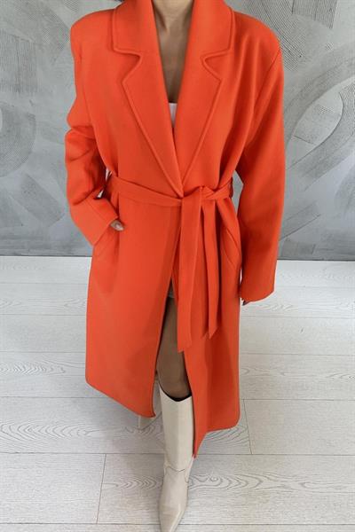 Oranj Kuşaklı Midi Kaban