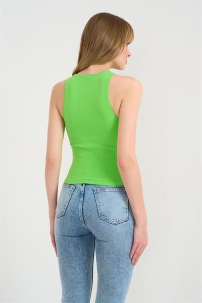 Örme Bisiklet Yaka Atlet - Yeşil