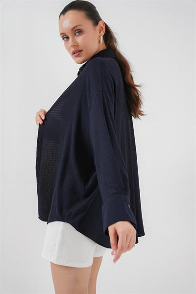 Örme Oversize Gömlek 20264 - Lacivert