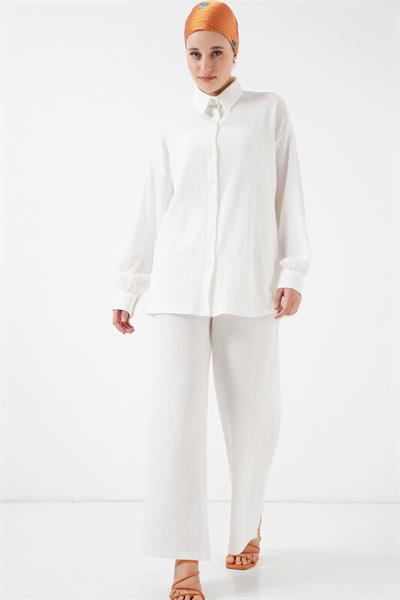 Örme Tesettür Alt Üst Takım 6711 - Beyaz
