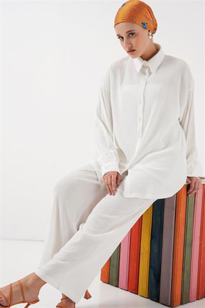 Örme Tesettür Alt Üst Takım 6711 - Beyaz