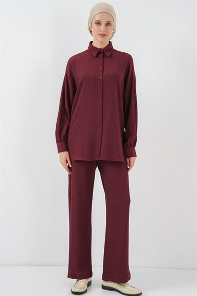 Örme Tesettür Alt Üst Takım 6711 - Bordo